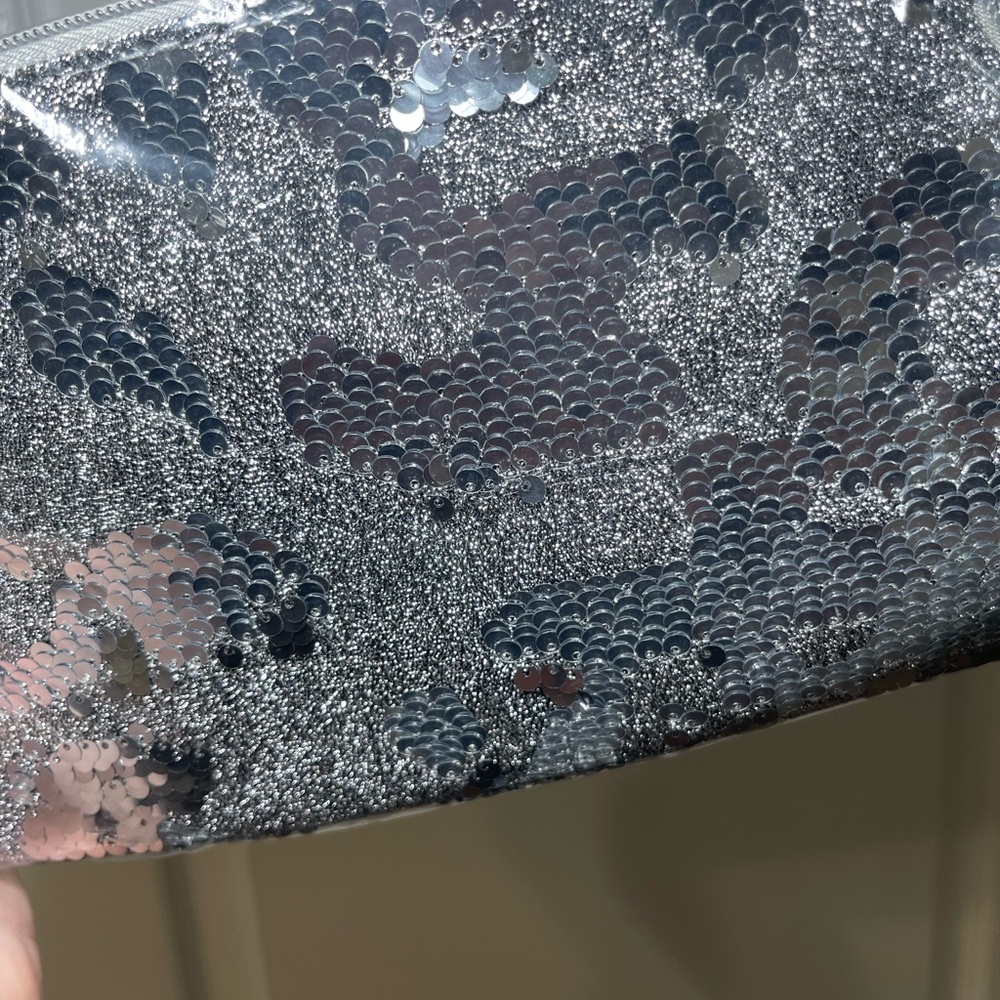 NEW Ulta Beauty Silver Sequin Zip Pouch - Picture 3 of 3